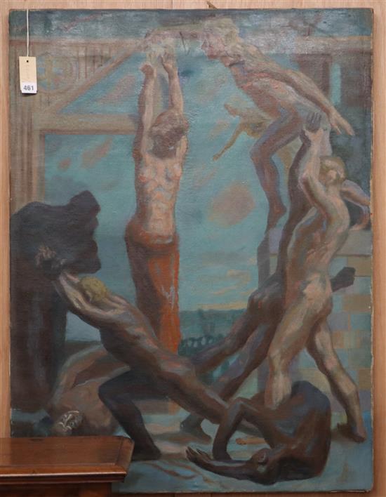 After Luce, oil on canvas, The Crucifixion, 102 x 76cm, unframed